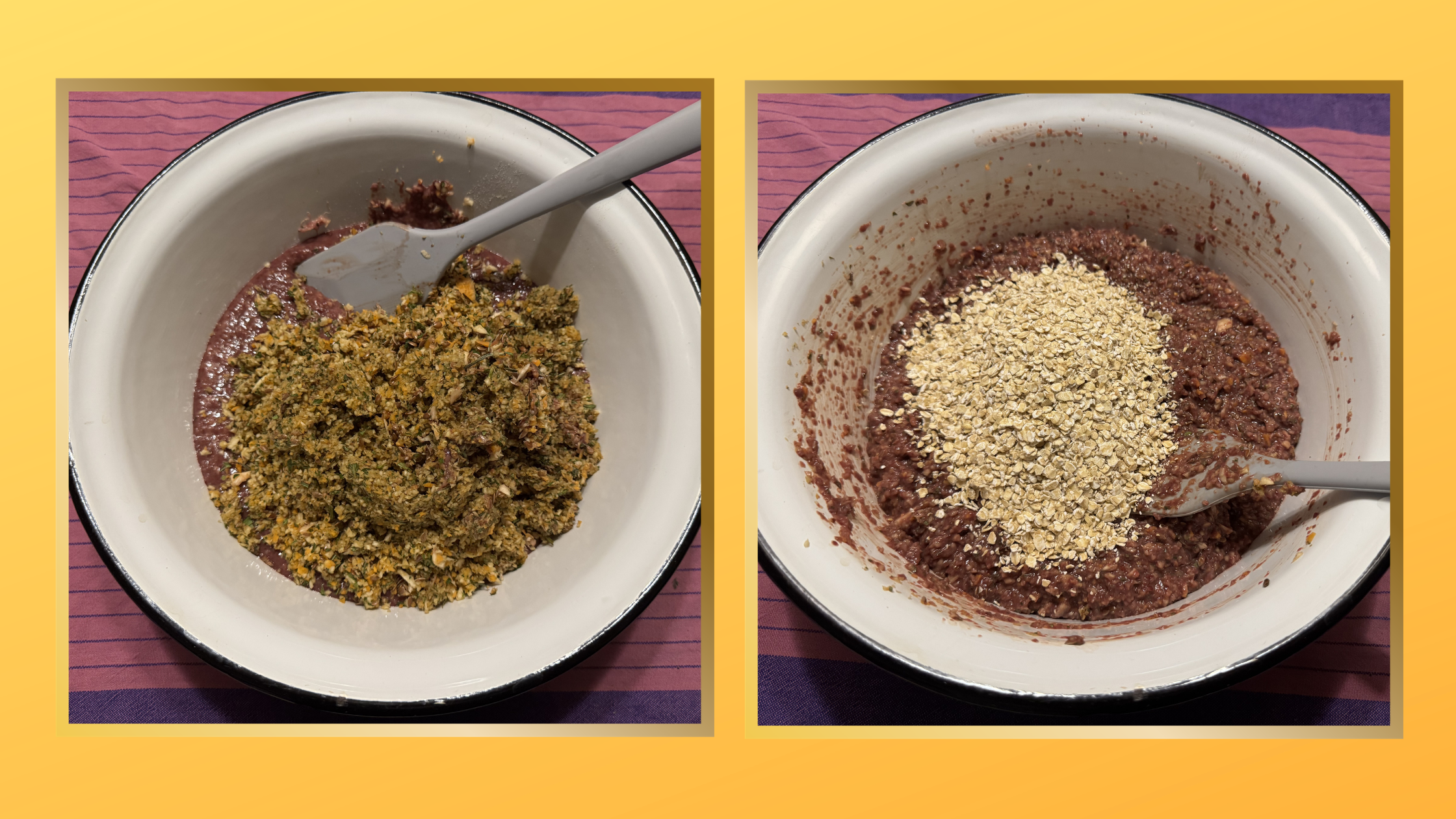 Putenherzen vor dem Backen mit Sesam, Kokosflocken und Thymian bestreut